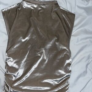 Abercrombie velvet Metallic Silver Sleeveless Top